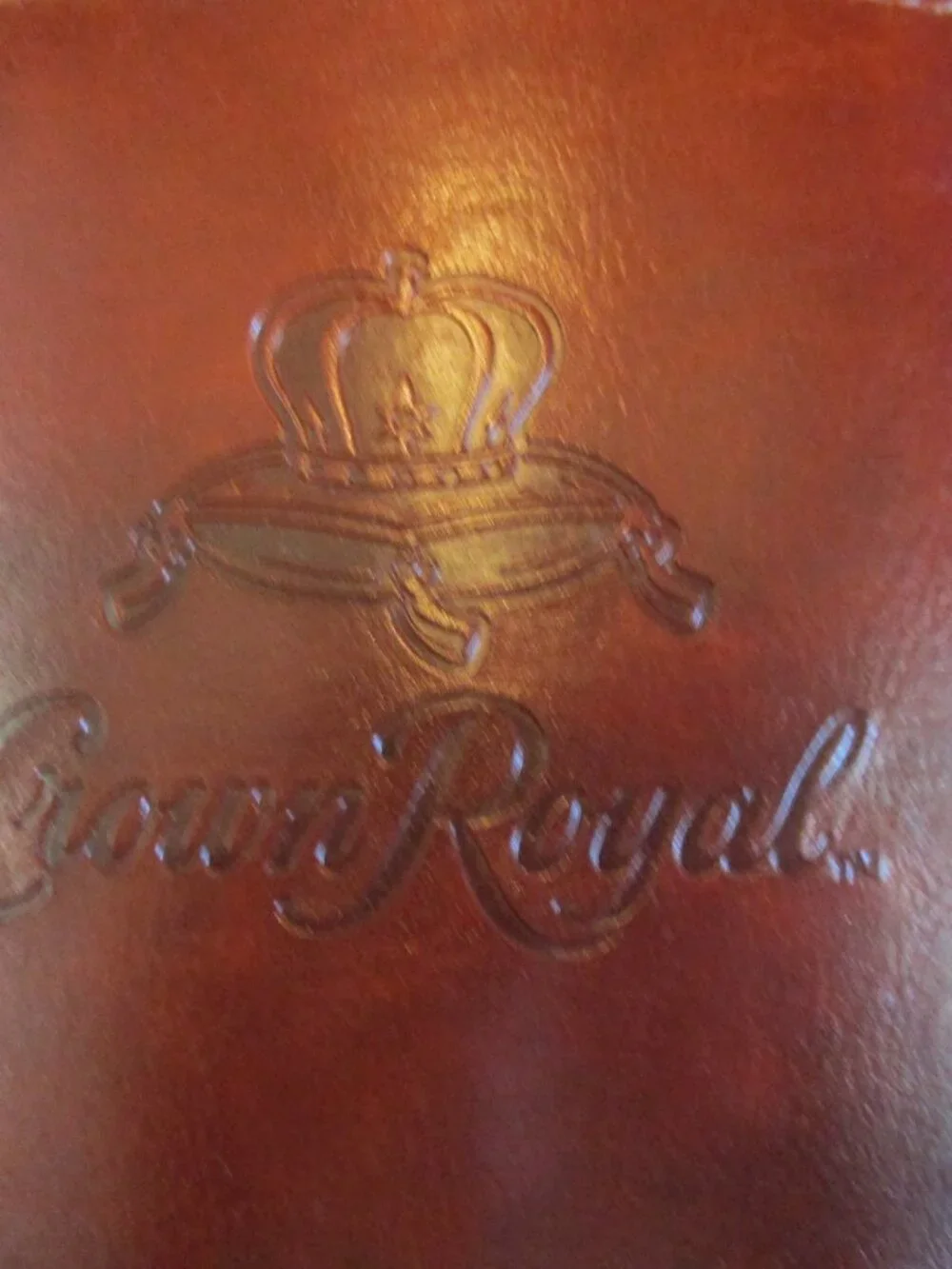 Official Crown Royal Stainless Steel & Embossed Leather Wrapped 8 Oz. Hip Flask